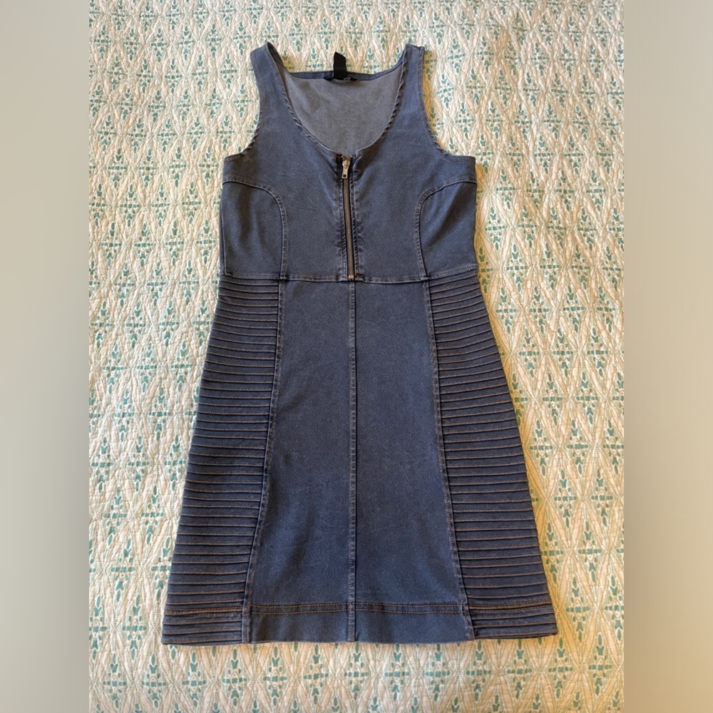 H&M Blue Jean Denim Stretchy Jumper Dress Size Small